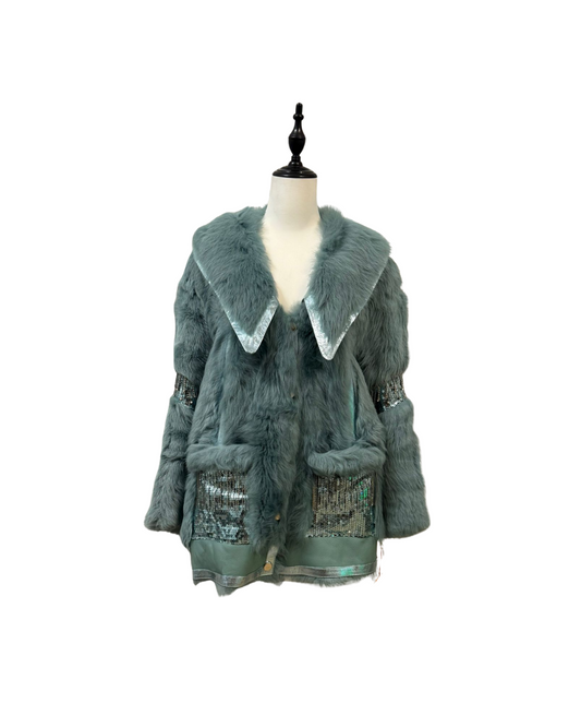 可拆卸毛領托斯卡納羊毛大衣