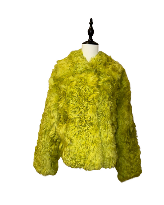 嫩綠色托斯卡納皮草外套