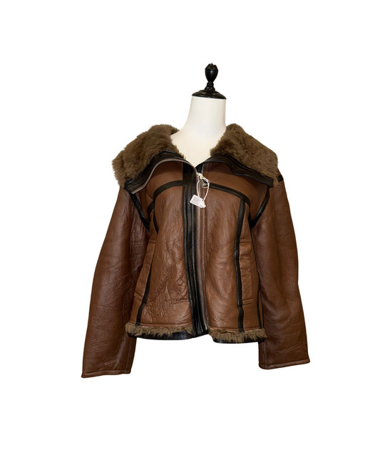 時尚感羊皮毛一體外套