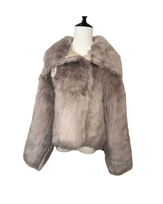 米灰托斯卡納皮毛一體中長外套