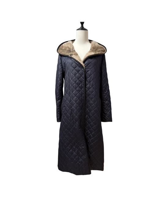 連帽貂皮長大衣