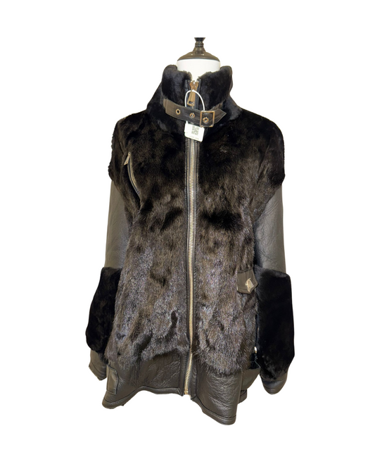 水貂拼羊毛皮毛一體奢華外套