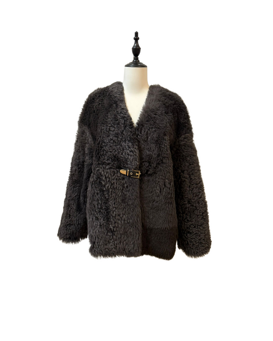 芭沙羊卷毛托斯卡納皮毛一體外套