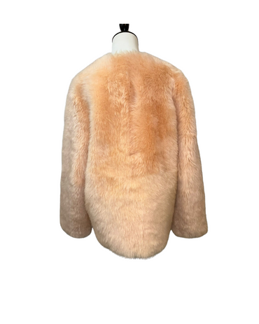 暖橘中長款Lacon系列羊毛皮毛一體外套