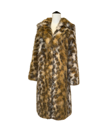 吸睛豹紋人造毛皮長大衣