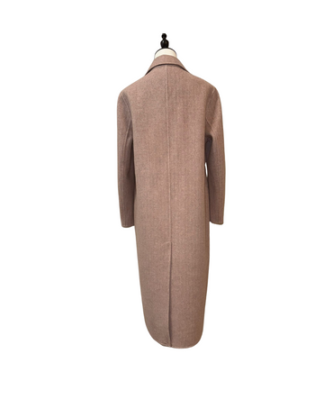 兔毛羊毛混紡雙排扣長大衣,溫柔質感顯高級