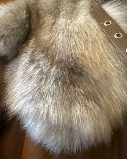 全澳毛美利奴級狐狸大披肩領皮草
