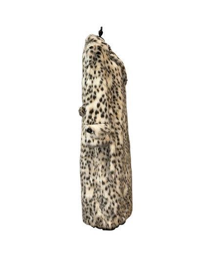 【秋冬亮點單品】雪豹紋人造皮草大衣 奢華保暖兼具時尚感